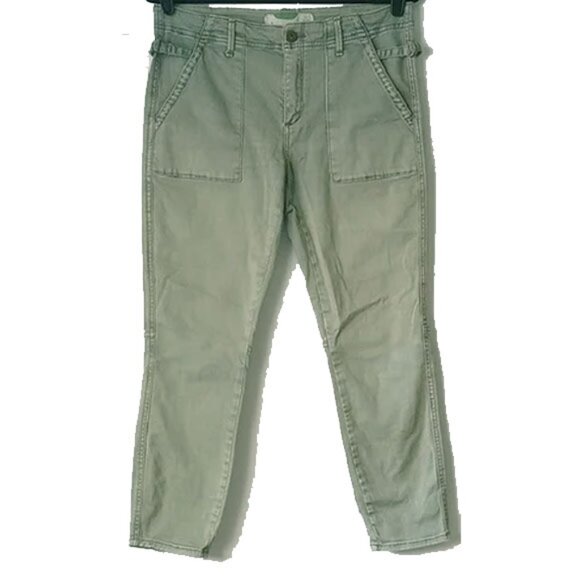 Anthropologie Chino Skinny Ankle Cargo Utility Pants 30P Light Army Green - Picture 1 of 8